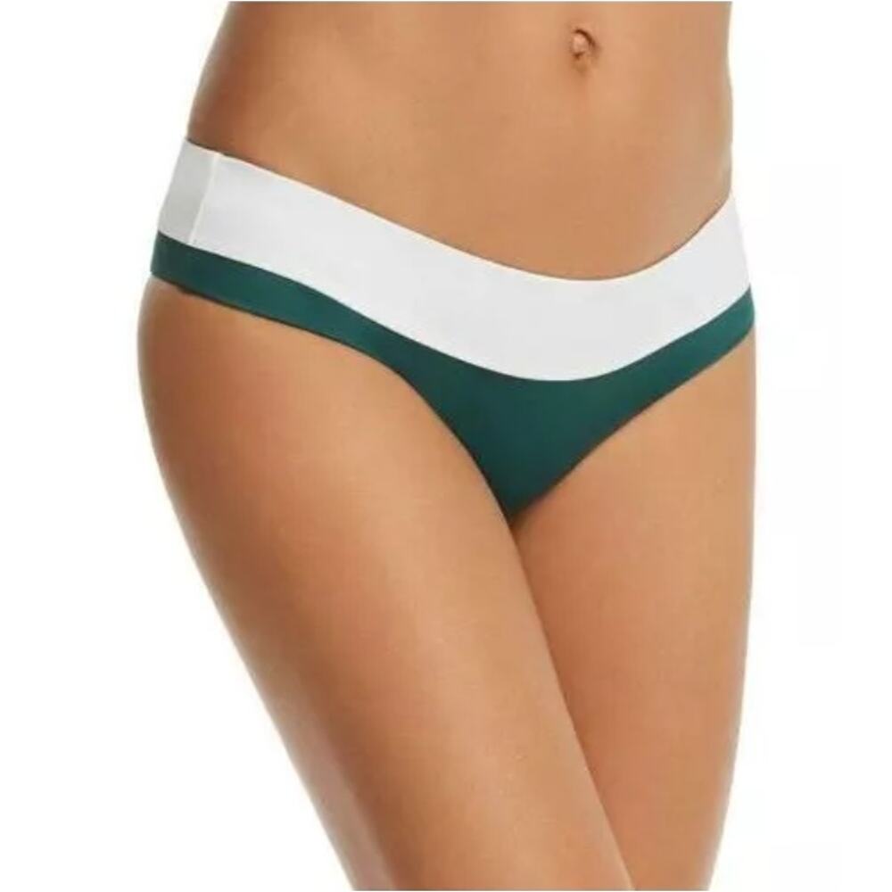 Tori Praver Women Ivory/Emerald Colorblock Cammie Swim Bikini Bottom Size XS
